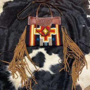 Saddle blanket western crossbody purse bag